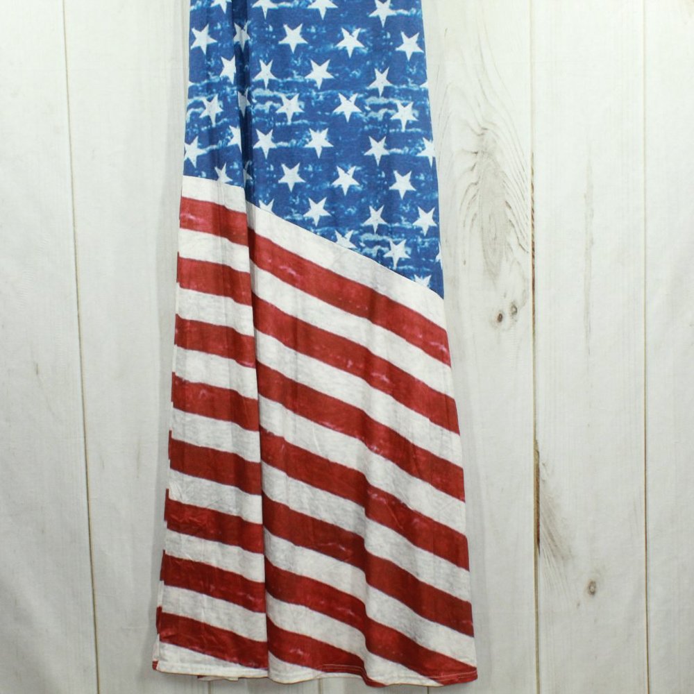 American Flag Lightweight Sleeveless Long Casual Everyday Dress Size L/XL - Picture 3 of 7